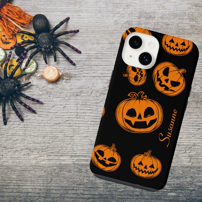 Halloween Pumpkin Pattern Telefon 14 Fall iPhone Hülle (Von Creator hochgeladen)