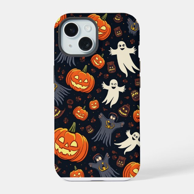 Halloween Pumpkin Pattern TelefonCase iPhone 15 Hülle (Rückseite)