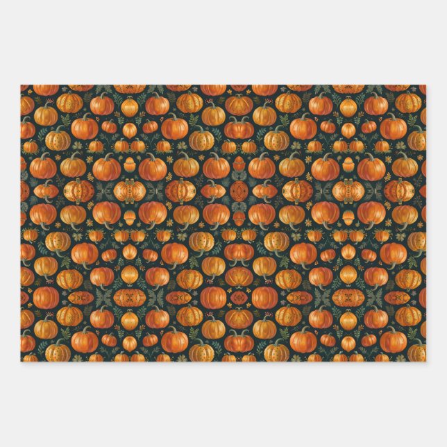 Halloween Pumpkin Pie Vibes Geschenkpapier Set (Vorderseite)
