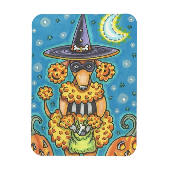 HALLOWEEN PUMPKIN POODLE, DOG MAGNET (Vertikal)