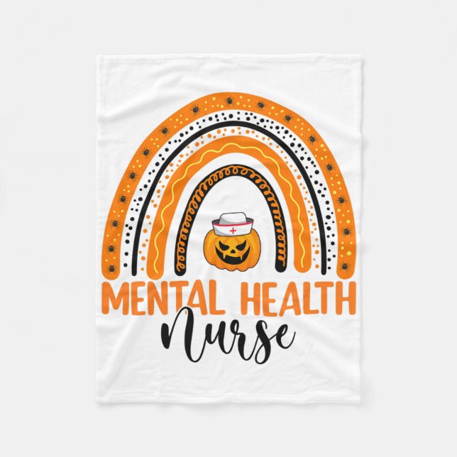 Halloween Pumpkin Rainbow Mental Health Nu Fleecedecke (Vorderseite)