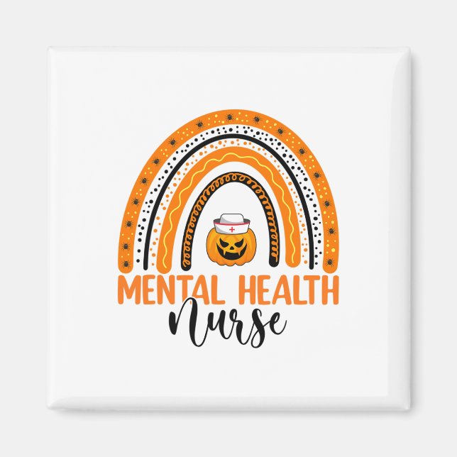 Halloween Pumpkin Rainbow Mental Health Nu Magnet (Vorne)