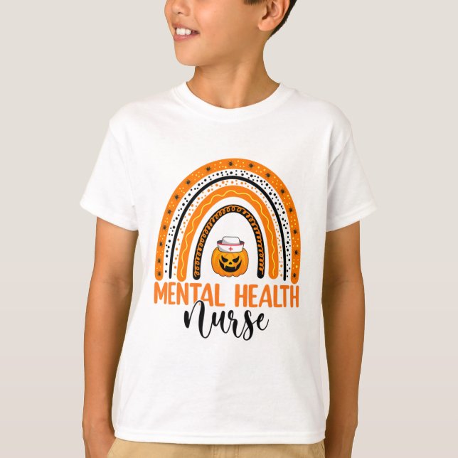 Halloween Pumpkin Rainbow Mental Health Nu T-Shirt (Vorderseite)