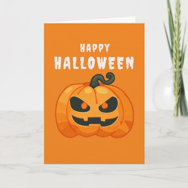 Halloween Pumpkin Retroorange Karte (Vorderseite)
