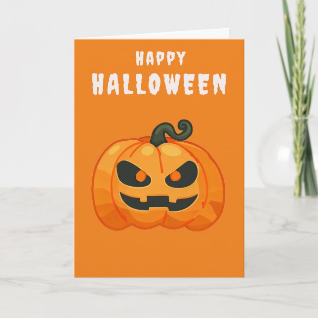 Halloween Pumpkin Retroorange Karte (Vorderseite)