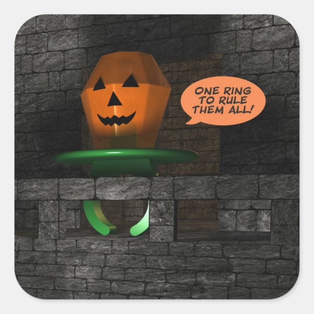 Halloween Pumpkin Ring Pop Quadratischer Aufkleber (Vorderseite)