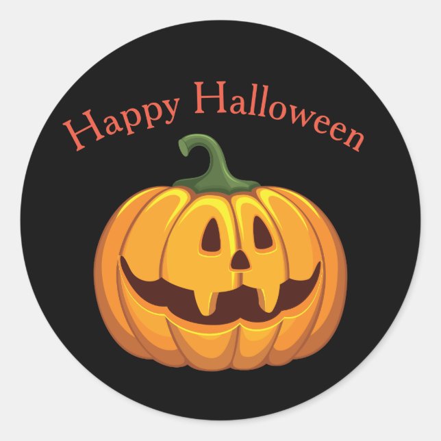 Halloween Pumpkin Round Sticker (Vorderseite)