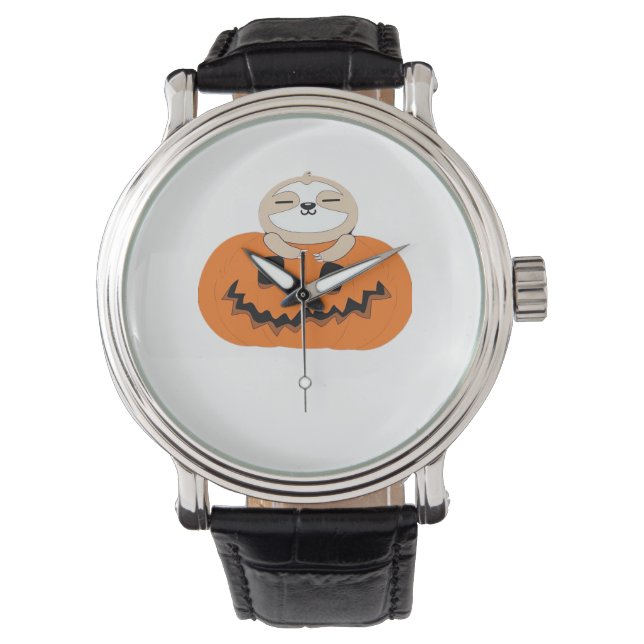 Halloween Pumpkin Sloth Classic T - Shirt Armbanduhr (Vorderseite)