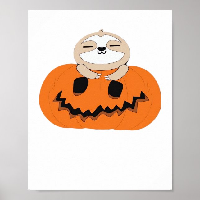 Halloween Pumpkin Sloth Classic T - Shirt Poster (Vorne)