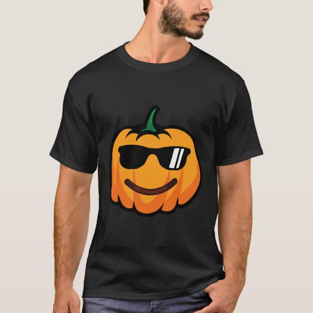 Halloween Pumpkin Smile Face Sungles Kostüm Funny T-Shirt (Vorderseite)