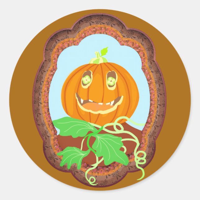 Halloween pumpkin smiling whimsical and spooky runder aufkleber (Vorderseite)