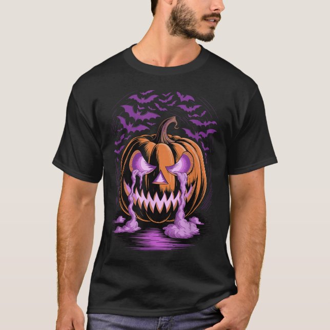 Halloween Pumpkin Soky Season Bats  T-Shirt (Vorderseite)