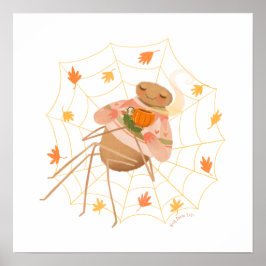 Halloween Pumpkin Spice Niedlich Spider Poster