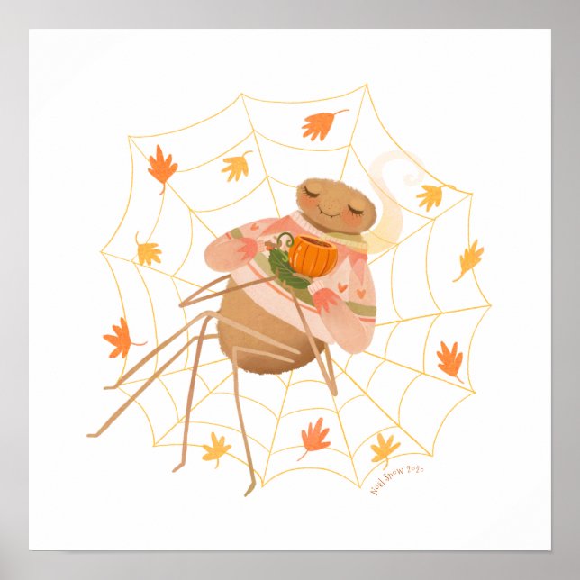 Halloween Pumpkin Spice Niedlich Spider Poster (Vorne)