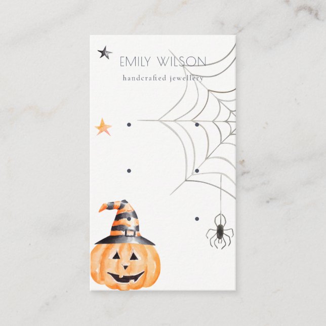 Halloween Pumpkin Spider Stuck 3 Earring Display Visitenkarte (Vorderseite)