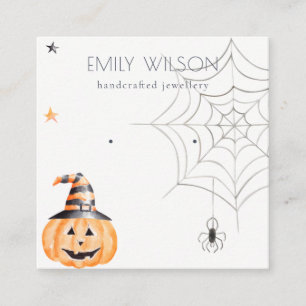 Halloween Pumpkin Spider Web Study Earring Display Quadratische Visitenkarte