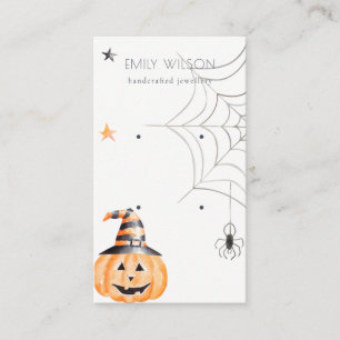 Halloween Pumpkin Spider Web Study Earring Display Visitenkarte