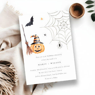 Halloween Pumpkin Spiderweb Spooky Bat Wedding Dankeskarte