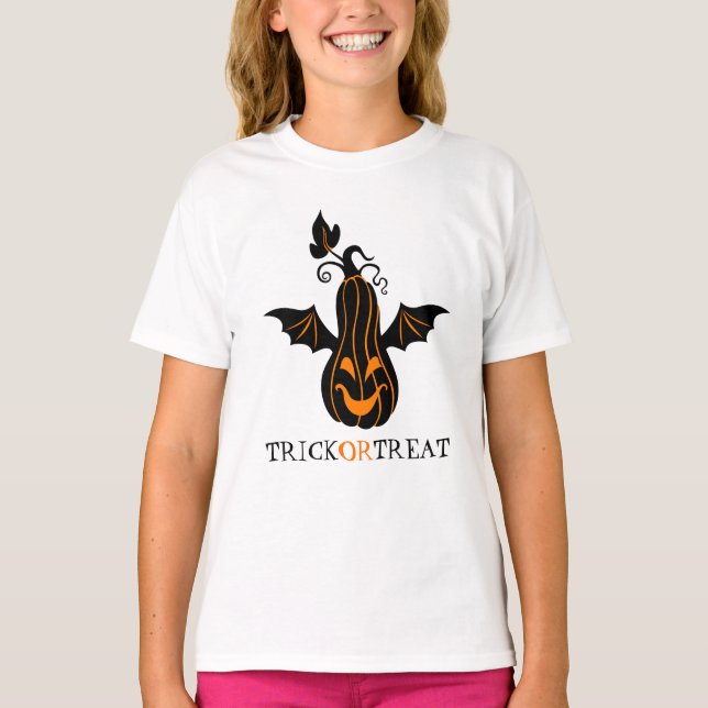 Halloween Pumpkin spielt Bat T-Shirt (Vorderseite)