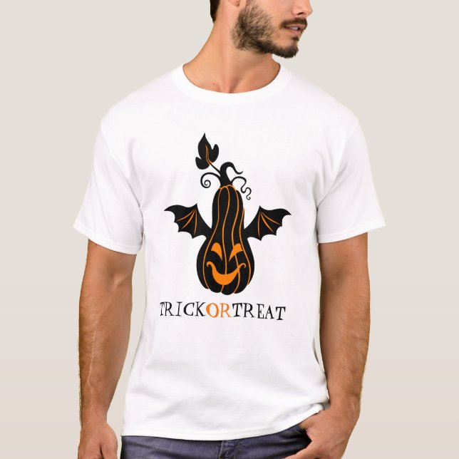 Halloween Pumpkin spielt Bat T-Shirt (Vorderseite)