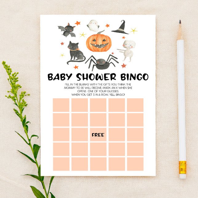 Halloween Pumpkin Spooky Bingo Baby Shower Game Briefpapier (Von Creator hochgeladen)
