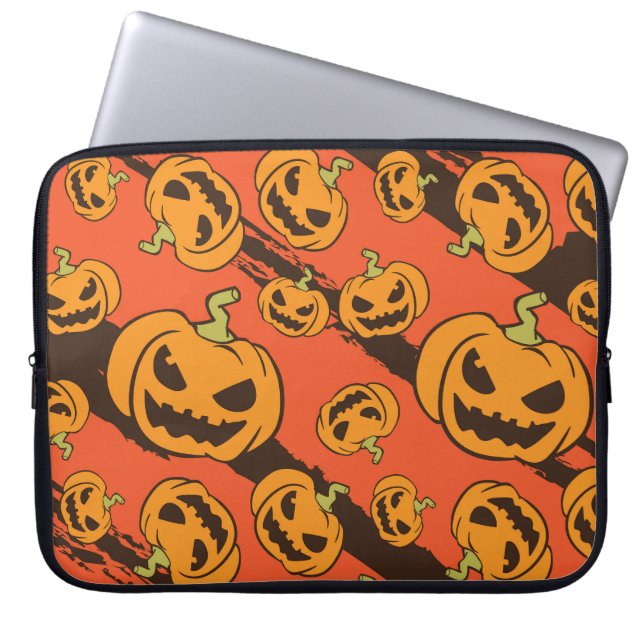 Halloween Pumpkin: Spooky Seamless Pattern Laptopschutzhülle (Vorderseite)