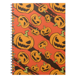 Halloween Pumpkin: Spooky Seamless Pattern Notizblock
