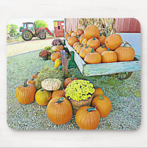 Halloween Pumpkin Stand Autumn Display Mouse Pad Mousepad