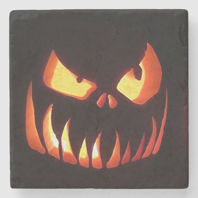 Halloween Pumpkin Steinuntersetzer (Vorderseite)