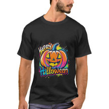 Halloween Pumpkin T - Shirt Colorful Happy Hallowe