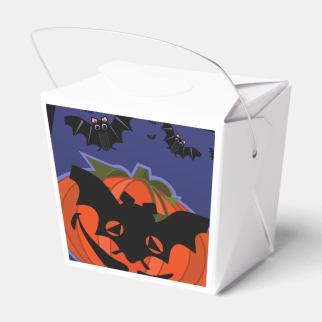 Halloween Pumpkin Tragen einer Maske Gunst Box Geschenkschachtel (Rückseite)