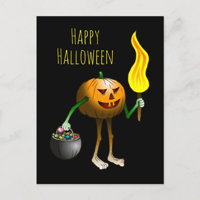 Halloween Pumpkin Trick oder Treatment Postkarte (Vorderseite)