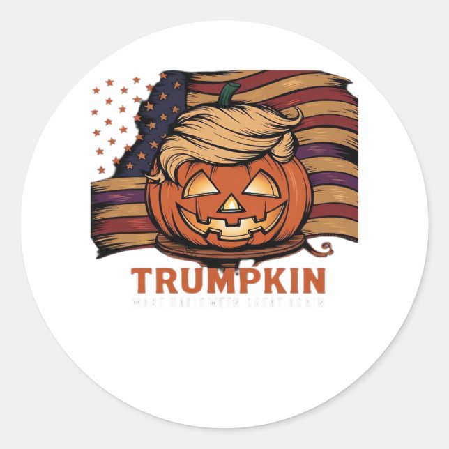 Halloween, Pumpkin Trumpkin, Make Halloween Great Runder Aufkleber (Vorderseite)