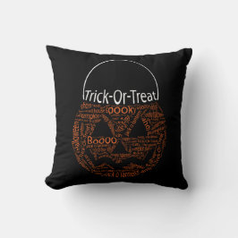 Halloween Pumpkin Typografie Orange Black Kissen
