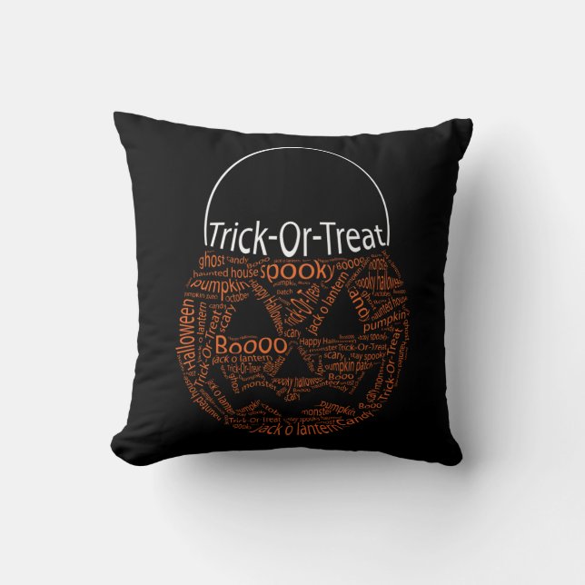 Halloween Pumpkin Typografie Orange Black Kissen (Vorderseite)