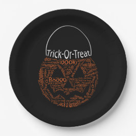 Halloween Pumpkin Typografie Orange Black Pappteller