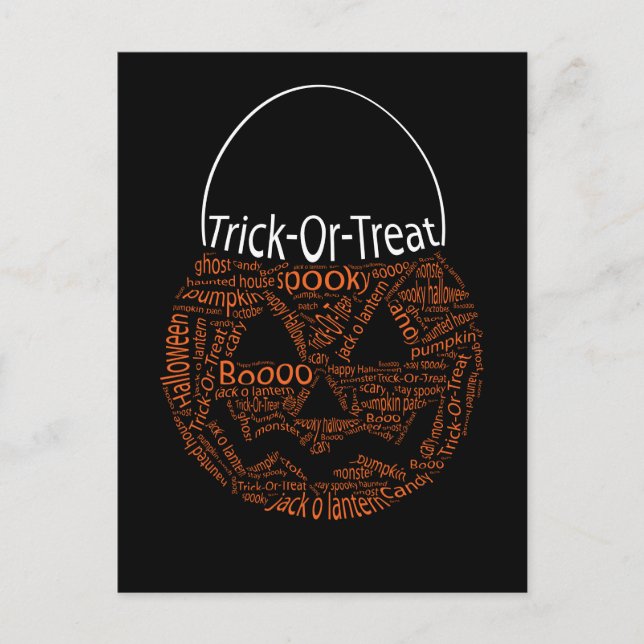 Halloween Pumpkin Typografie Orange Black Postkarte (Vorderseite)