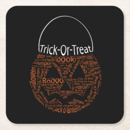 Halloween Pumpkin Typografie Spooky Orange Rechteckiger Pappuntersetzer