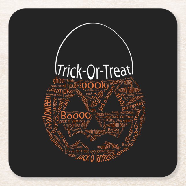 Halloween Pumpkin Typografie Spooky Orange Rechteckiger Pappuntersetzer (Vorderseite)