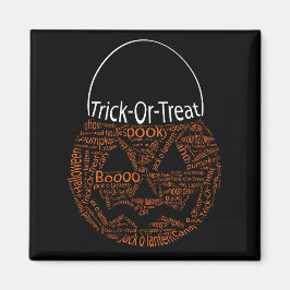 Halloween Pumpkin Typografy Trick or Treat Magnet