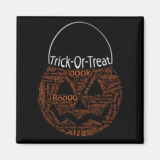 Halloween Pumpkin Typografy Trick or Treat Magnet (Vorne)