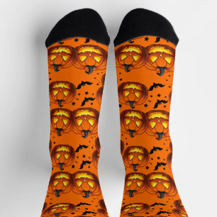 Halloween Pumpkin und Fledermäuse Socken