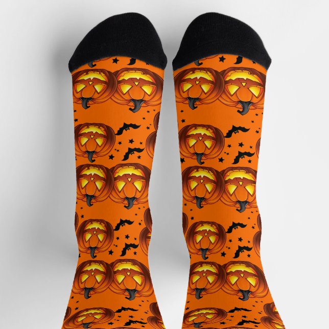 Halloween Pumpkin und Fledermäuse Socken (Oben)