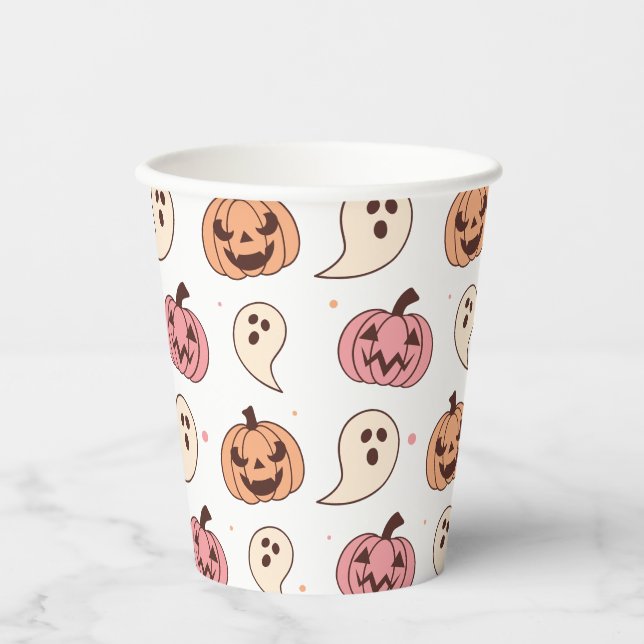 Halloween Pumpkin und Ghost Paper Cups Pappbecher (Vorderseite)