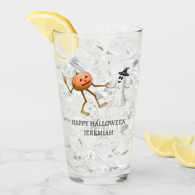 Halloween Pumpkin und Ghost tanzen Glas (Vorderseite Ice)