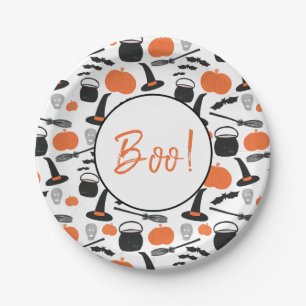 Halloween Pumpkin und Hexen Boo Pappteller
