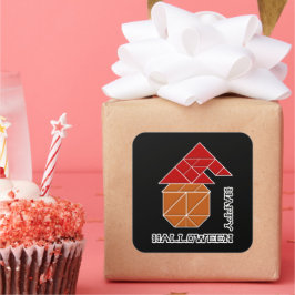 Halloween Pumpkin und Hexenhut Quadratischer Aufkleber