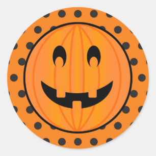 Halloween Pumpkin und Polka-Punkte Runder Aufkleber