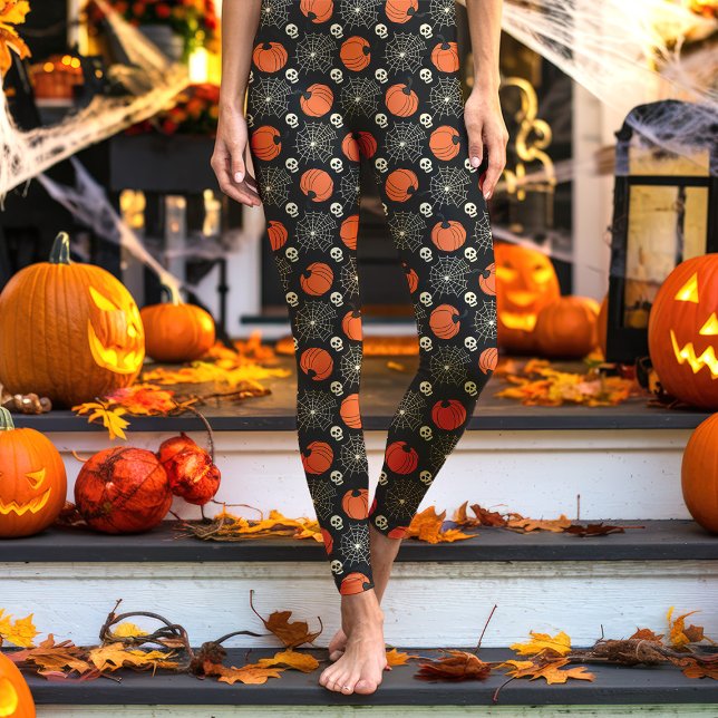 Halloween Pumpkin und Skull Festive Leggings (Von Creator hochgeladen)