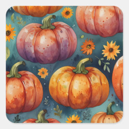 Halloween Pumpkin Vibes Designer Quadratischer Aufkleber